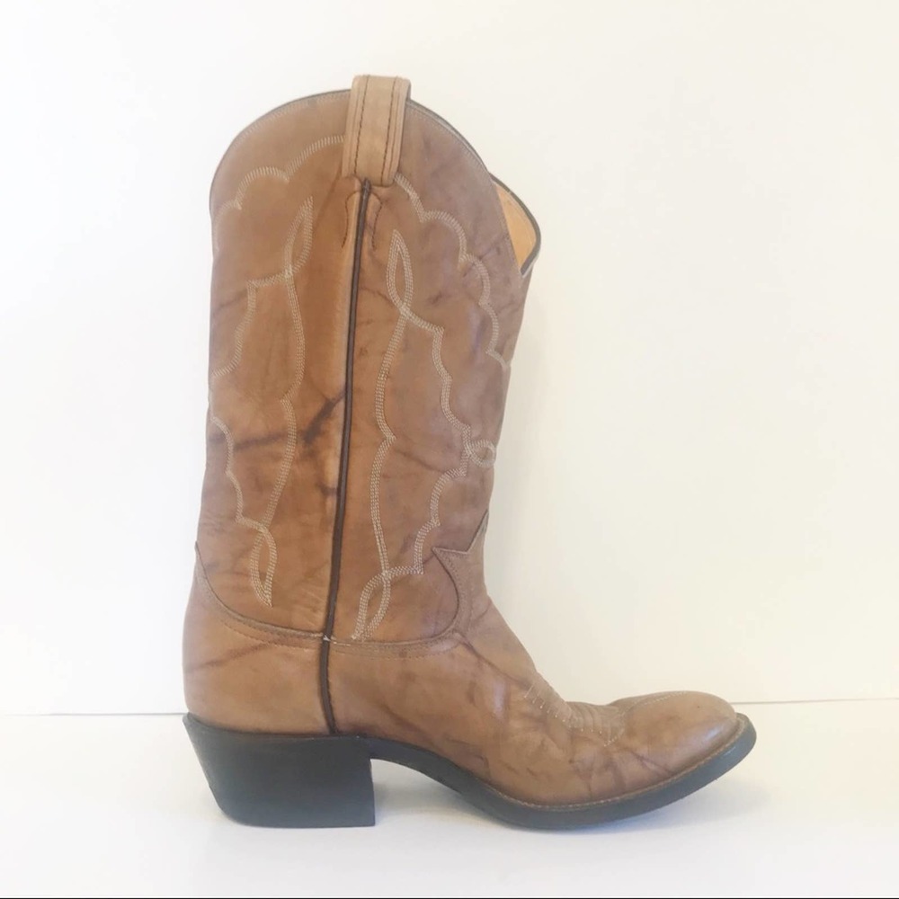Tony Lama Marble Tan Leather Cowboy Western Boots 5.5 - Picture 3 of 12